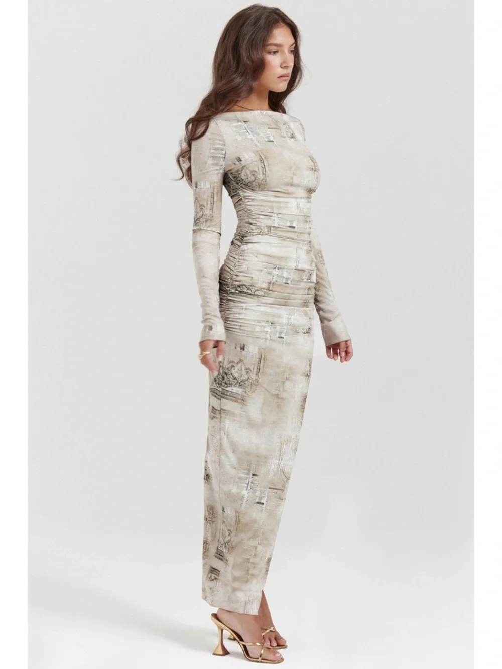 NEW House of CB Lanetta Pale Sage Print Maxi Dress XS
